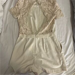 BCBGMaxAzria Cream Lace Jumpsuit